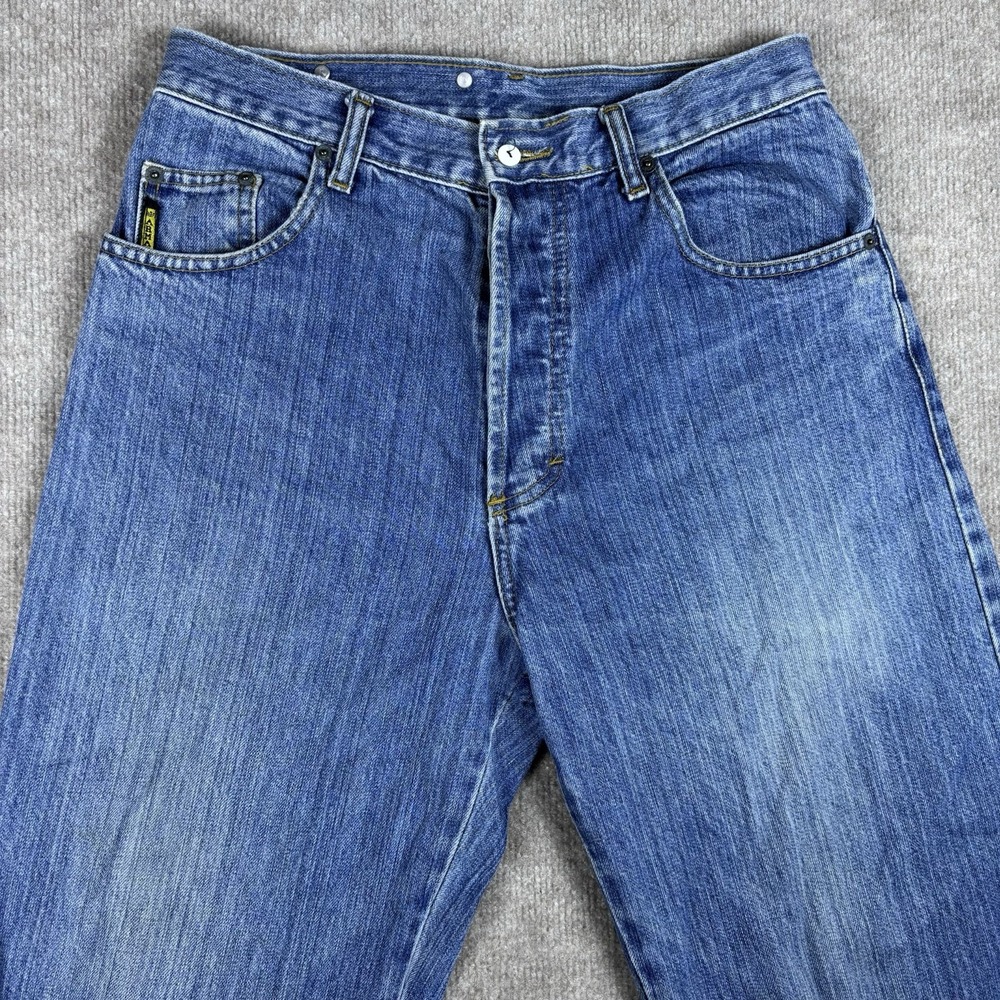 Vintage Armani Jeans Mens 30x32 Made in UK Blue Straight Leg 100% Cotton